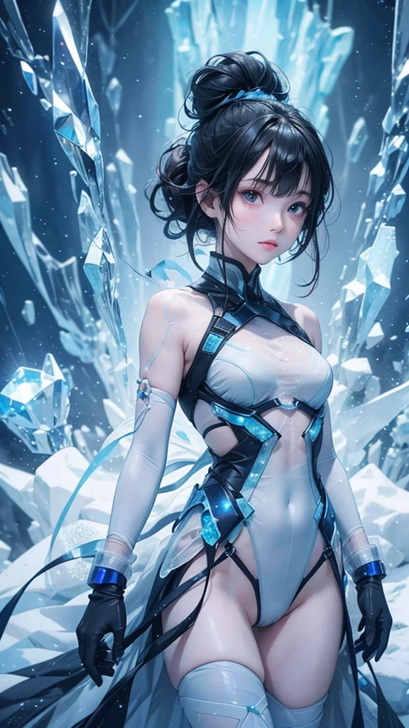 1 female, adult, very short bob, beautiful woman with trimmed bangs, tight face, ice queen, modern woman, body suit navel siina ringo style female kabukichou