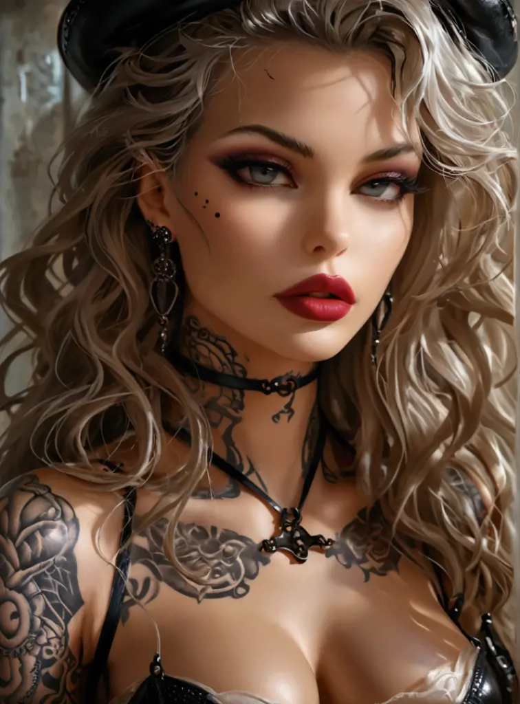 (masterpiece, best quality:1.2), 1girl, solo, a cartoon image of a 20 year old woman , ((Shaved side hairstyle:1.4)), (Punk:1.3), (((asymmetrical hair:1.3)), ((blonde long hair:1.3)) and ((brown shaven hair:1.2)), ((tribal tattoos:1.3)), anime drawing inspired by Ross Tran, tumblr, digital art, anime styled, in an anime style, anime inspired, in anime style, seductive anime girl, high quality fanart, ross tran style, anime styled digital art, anime vibes, attractive anime girl, anime style, (gothic style:1.2) . mysterious, haunting, dramatic, (minimal, ornate), aesthetic, eerily beautiful, dark surrealism, best quality