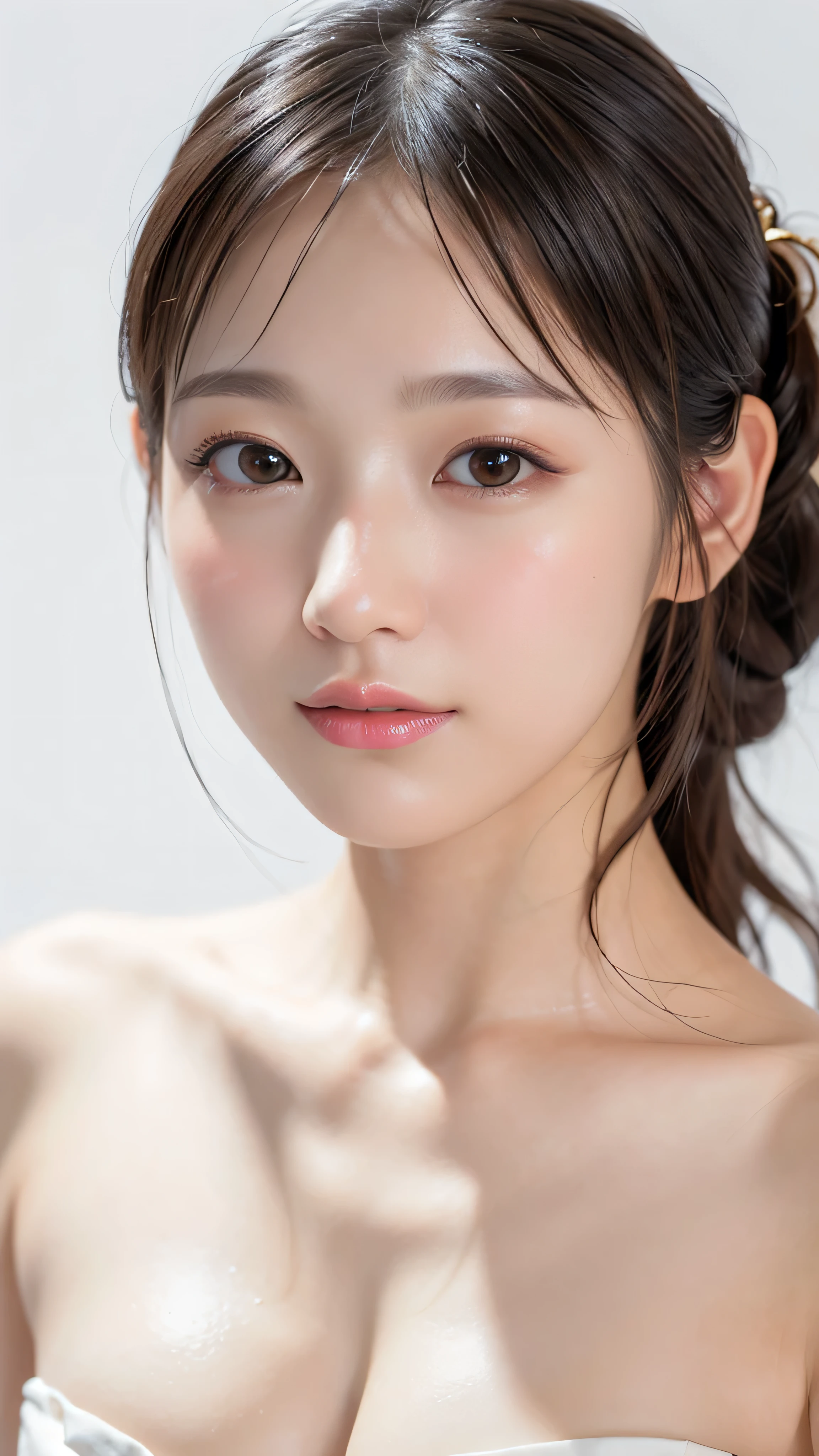 8K, Tabletop, RAW Photos, Highest quality, Realistic, 非常に詳細な CG Unity 8K 壁紙, Written boundary depth, Professional Lighting, Ray Tracing, (Very beautiful face, Beautiful Lips, Beautiful Eyes), Exquisitely detailed face, ((Highly detailed skin)) One Girl, Deep Shadow, cute, ((View your viewers)), (Captivating smile), (Blurred Background), (Small breasts), Clear Eyes, Black background, Front shot, (Pale skin), I'm looking forward to, (Big eyes), (Upper Body Shot), (Camel Toe), (high school girl), short hair, ((See-through underwear:1.3)),