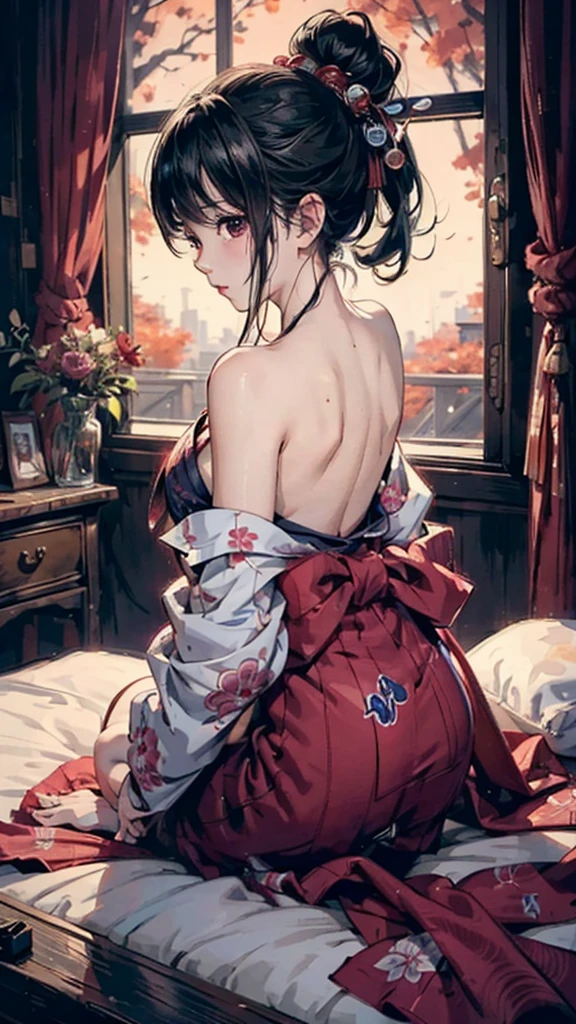 (masterpiece,of the highest quality,超High resolution),Japanese woman, pretty girl、look up, turned on her back, Don&#39;t look at the camera､ ((beautiful low ponytail)), super cute face, bright lips, Double eyelids on both eyes.,Natural smile、 Natural makeup, long eyelashes, Shiny and soft hair､central image, perfect limbs, perfect anatomy,(((long t-shirt with denim shorts)))、,(wet with sweat),, sky stars, at night, on the beach, waning quarter moon
