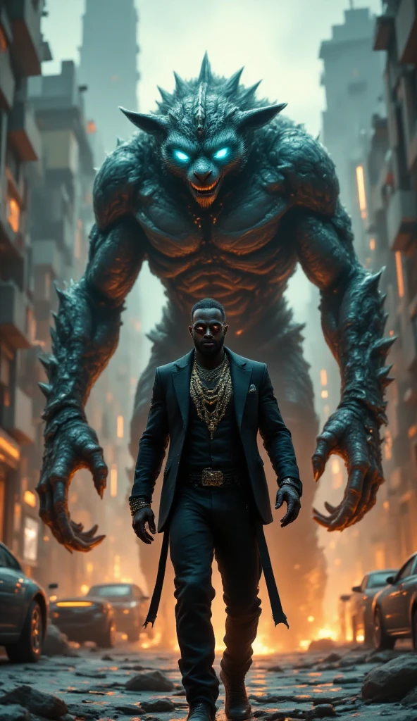 Make a super muscular black superhero fight a muscular octopus