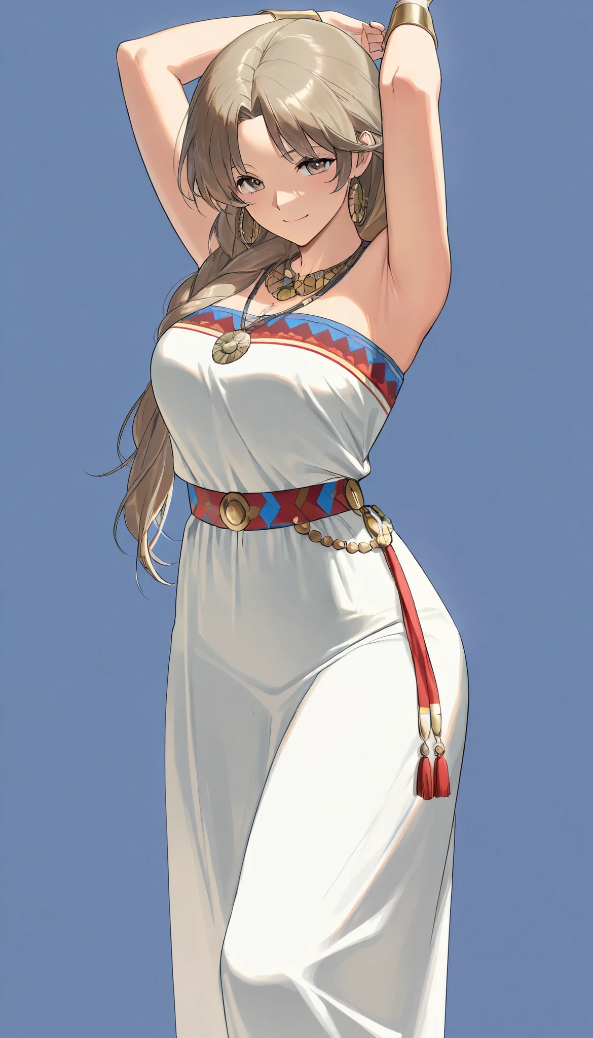((top quality)), ((masterpiece)), ( details), (perfect face)、(One woman:1.8)、No background、(There are no people around:1.8)、 that woman is Princess Leona , medium length light brown hair、beautiful Armenians、beautiful woman、 The woman is a beautiful Armenian man wearing an Armenian national costume.
