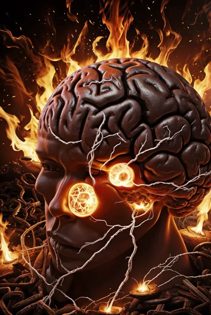 Take pictures of the human brain and hell and heaven and mix them together in one picture.