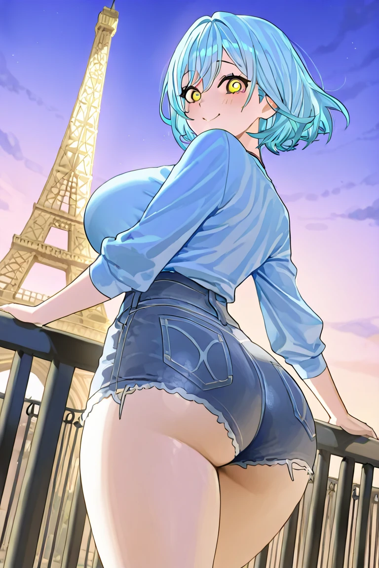Giantの芸術, 非常に詳細なGiantショット, Giant, short hair, black pantyhose, A giant princess much bigger than a skyscraper, wearing rimless glasses, big breasts, big ass, White luxury dress, white pantyhose, white high heels, very small metropolis, miniature metropolis, full body description, GTS, ギガGiant, Stomping City, crash city, Small town, micro city, shine,