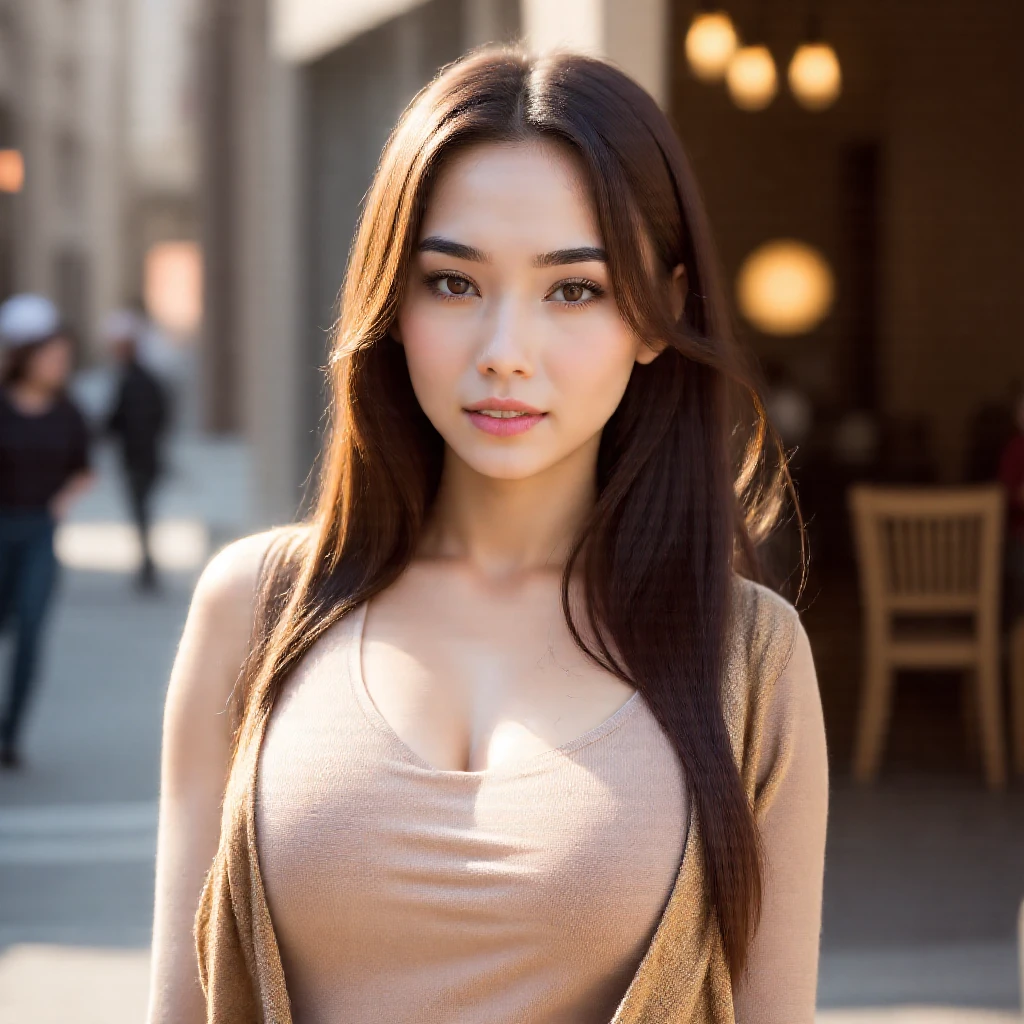 (Highest quality、8k、masterpiece:1.3)、Beautiful woman with perfect figure:1.4、((Dark brown super long hair))、((Her hair is super long, reaching down to her waist))、26 years old、Russians and Japan mixes、Beautiful Face、Slender figure、Beautiful female curves、Wearing a pendant、((White tank top))、((Black leather mini skirt))、Highly detailed face and skin、fine grain、double eyelid、(Big Breasts )、 Big Ass、Bewitching atmosphere、((smile))、((Walking in the city))、((City building street))、((Shinjuku、Kabukicho))、