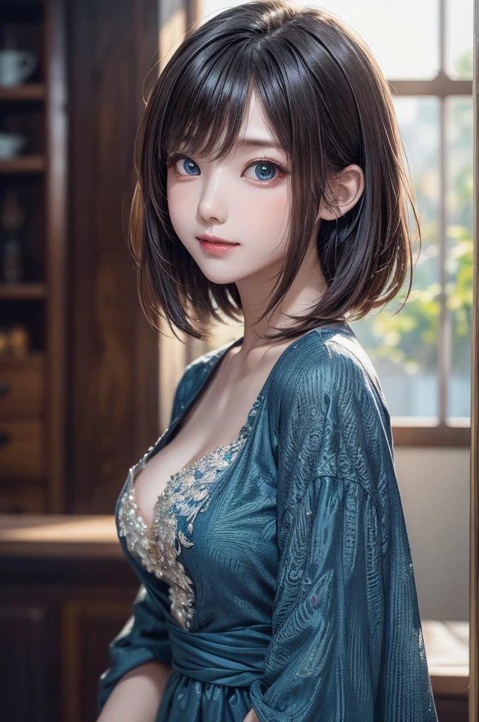 (best quality, 8k,32k,masterpiece, UHD:1.2),extremely detailed CG unity 8k wallpaper,intricate details,Raw photo,(photorealistic:1.4),atmosphere,ultra high res,Realistic,Real,Huge_filesize,incredibly absurdres,(centered:1.3),Ultra illustration,(ultra-detailed),dramatic lighting,various colors,depth of field,art by krenz cushart,golden hour lighting,taken by Canon EOS,SIGMA Art Lens 35mm F1.4,ISO 200 Shutter Speed 2000,blurry background,
BREAK,
1girl,(smile:1.3),slim body,(short hair with SEE THROUGHbangs,:1.4),solo,20-year-old Japanese beautiful woman, (aquarium, lightgreen blouse,:1.5),(light brown hair:1.5),((brown eyes)),Large breasts,chest, Soft white skin that shines with every detail,pale skin,Very beautiful face,Very well-formed face,Natural and realistic face,Best,beautiful detailed eyes,striking eyes,Eyes drawn in detail, smile with your mouth closed,Detailed mouth,Detailed lips,shiny beautiful lips,Glossy lips,simple earrings,necklace,jewelry, solo focus,low neckline,
BREAK,
Front lighting,kool,Standing,sensual expression, BREAK,
(Dutch angle:1.4),looking at viewer,
BREAK,tzuyu,yui aragaki,