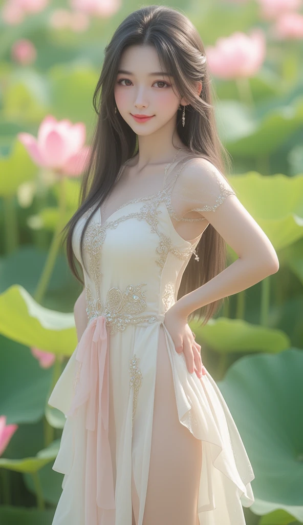 ((high quality:1.2)), work of art, (8k), extremely detailed, ((High detail:1.2)), ((best resolution:1.4)), Solo, 1girl, 24 years old Vietnamese female, (sexy dress),