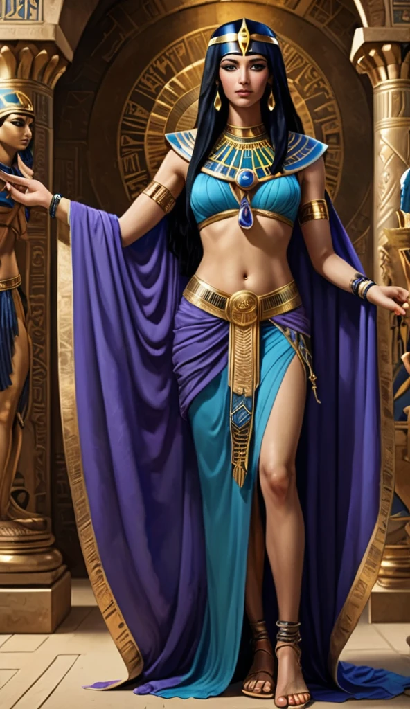 A princess IS EGYPTIAN，(14 YO),(THE MOST BEAUTIFUL GIRL IN THE WORLD), (PHOTO REALISTIC), (LARGE BREASTS WITH CLEAVAGE), (VIEWER CAN NOT SEE BREASTS), (WEAR A PAIR OF MICRO SHORT PLEATED SKIRT WITH SEPARATE MICRO TOP),(CAN SEE DETAILED ABS),ABS,ABS , glowing tattoo，Complex geometry, Colorful blur, Evening dress，abstract backgrounds。shadows and highlights，subtle reflections，charming body，Black light art，fluorescent art，glow in the dark art，dark temptation，The beauty of tattoos，Neon lights，Enchanting fantasy。(best quality,4k,8k,highres,masterpiece:1.2),ultra-detailed,(realistic,photorealistic,photo-realistic:1.37)