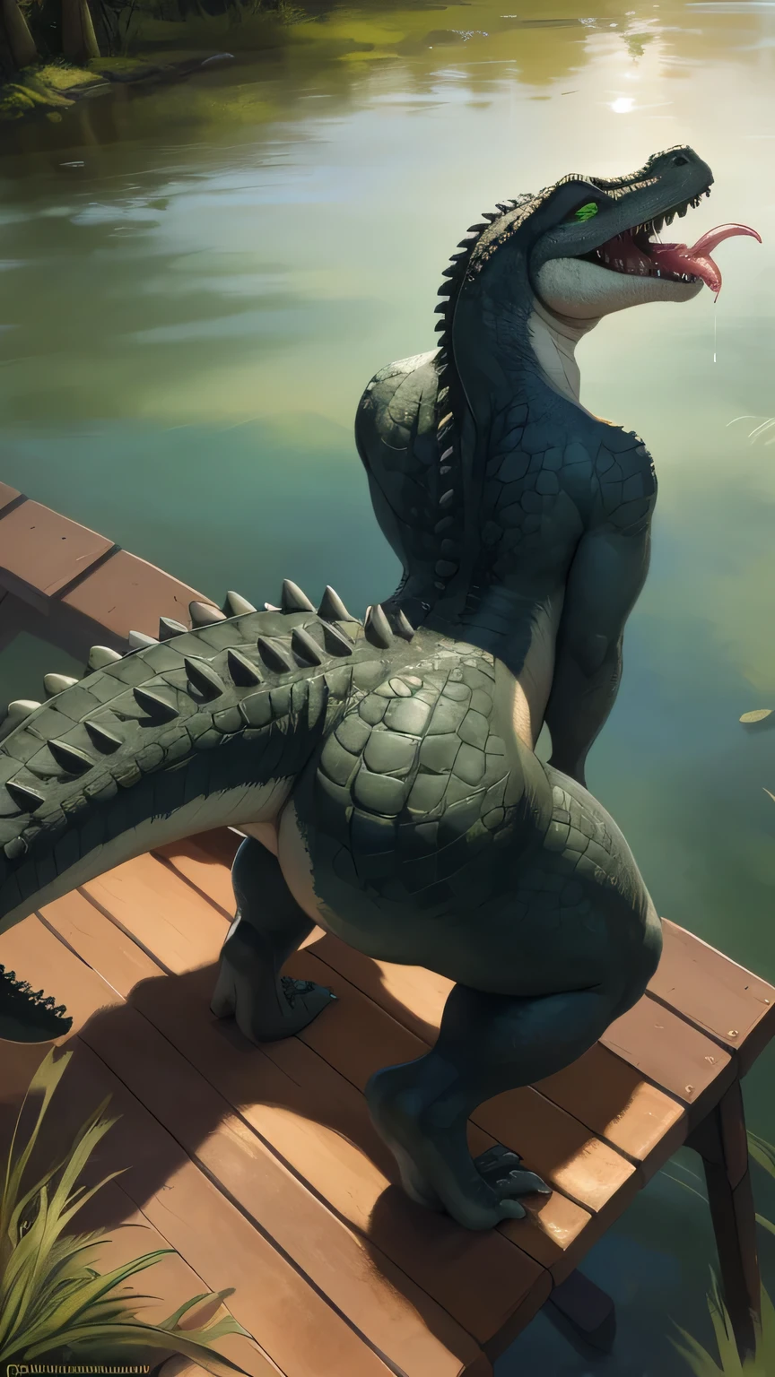 (ultra detailed), a beautiful and detailed full size portrait of a female clevegir, dinosaur, raptor, (((black body, black skin))), blue hair, tail, eyes, looking down, looking at viewer, detailed eyes, big body, sexy body, (wide body). goddess, kenket, Ross Tran,ruan jia, trending on artstation,foxovh, cenematic lighting, big , big , big , big , weating, front view, big butt, close up view, (((swiminng pool)), (((back view))) lying down, high angle view, (((covering self))) breath, open mouth, with my tongue on the surface, blush,
8k, fine details, (ultra detailed), a beautiful and detailed full size portrait of a female anthro dinosaur, velociraptor, ((black body, black skin)), red eyes, lizard eyes, tail, eyes, High Dynamic Range,(((back view))) cinematic shot, detailed eyes, big body goddess, kenket, Ross Tran,ruan jia, vip, trending on artstation,foxovh, cenematic lighting, big breaths, big breaths, big , big , big , full body, ((covering self, looking down)), back view, standing, arms behn head, angry, open mouth, sweating, wet, stone wall, grass, interior, detailed , big ass big ass Wide thighs wide thighs big tits big long tail long tail visible feet big feet, wide thighs Wide thighs enlarged thighs (covered with bedding) pool, (((Back view))) (standing with her back to her) standing, Hands resting on edge ((Hands resting on edge))