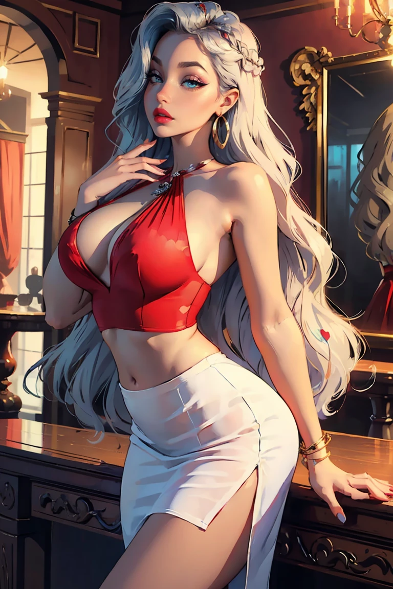 8k、豪華なWhite shirt,Red and silver jacketを身に着けた妖艶なサキュバス.,so beautiful(Like the real thing)、gorgeous red and black pants,Women of Araphedo、Beautiful wavy silver hair、big breasts、5d cgi anime Fantasy artwork、Fan Art Mayo Art Station、デジタルFantasy art)、Big blow Loss Draw、壮大なFantasy artスタイル、Beautiful Succubus、charm、Beautiful fangs、Looking at the audience、Captivating Gaze、masterpiece,masterpiece,Photorealistic RAW photos of the highest quality。Bright colors,Rich colors, Backlight, Cinema Lighting, Film Grain, 50mm lens, Nikon D850,Realistic Skin,Fantasy art,Character Art,Ultra-high resolution,Realistic scale skins,Goddess of Evil,Horns of the Evil God,A muscular and slender macho man,Golden Eyes(Golden Glitter Effect),My abdominal muscles are severely torn(超Realistic Skin),smile,White shirt,Red and silver jacket,Sandy Beach,