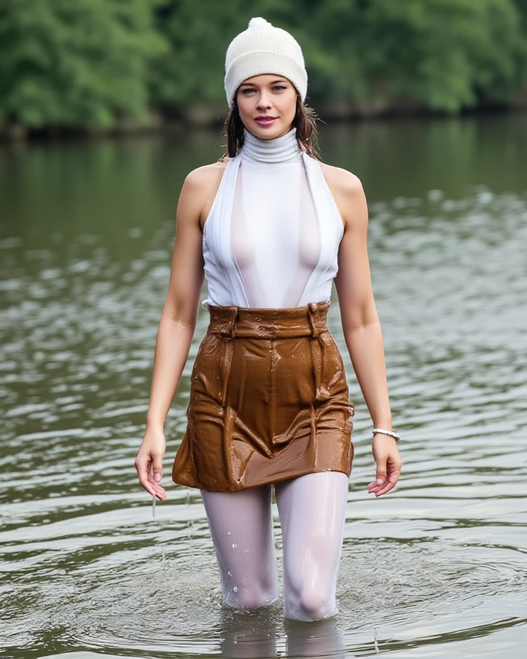 A cute and sexy Russian girl age 15 years old full naked perfectly shaped belly and  adult picture wearing transparent cloth with collar and showing her sexy figure and her belly button cinematic realistic hyper realistic higher resolution portrait photo with full detail, blank neck