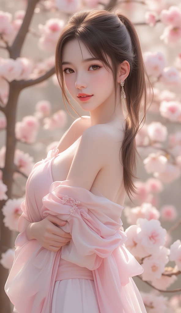 ((top-quality:1.4、8K、32K、nffsw:1.3))、(unparalleled masterpiece ever)、(Photorealsitic:1.4)、Real 1.2、((Raw photography、真实感:1.6))、1girl in、Women in Japan、hyperdetailed face、(Gentle expression、A slight smil、with round face)、(Deep_V-neck_Dress:1.2)、(Exaggerated body proportions、perfectly proportions、Colossal tits:1.27、bigtits)、sensual bodies、(full body Esbian、Sitting Woman)、((Transparent Night Dress))、Elegant dress、(summer slip dress)、((Deep Neckline Lip Dress))、Crystal Clear Fabric、lacy fabric、(Colossal tits:1.27)、bigtits、ulzzang -6500-v1.1、Woman in her 20s、Short length dress、Light pink dress、hyperdetailed face、A detailed eye、with round face、二重まぶた、((A dark-haired、poneyTail))、Red Rouge、Red Pumps、photon maping、detailed skin textures