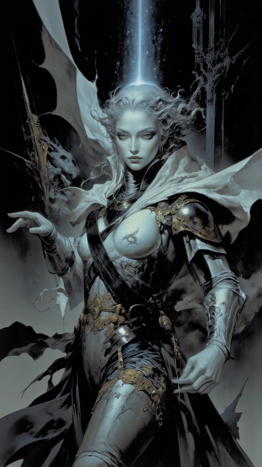 Tafah, Highest quality, (Single focus), (Perfect face:1.1), (High detail:1.1),dramatic, 1guy, (Pale skin), Long white hair, White eyes, [Light eyebrows], Single, Venetian mask, White luxury suit, Covered navel, The lips, Covered, ballroom, Detailed background, Art by Artgerm and Greg Rutkowski,  Cinema lighting, log in