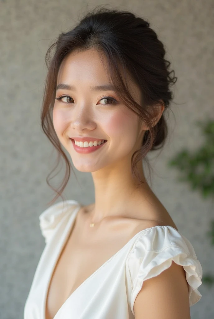 (Loose fit), White see-through camisole, (13years:1.3)、(Inside the tent:1.1),　Sitting upright, full body Esbian、1 girl in、 Beautiful Fine Face, Smiling, A dark-haired、The long-haired、(huge-breasted), cleavage、curvey, Shoulders exposed、 White see-through panty, White string panties, (delicate illustration:1.4)、(​masterpiece:1.0)、(top-quality:1.4)、(超A high resolution:1.2)、(Photorealsitic:1.4)、(8K、Raw photography:1.2)、(softfocus:1.4)、 (foco nítido:1.4)