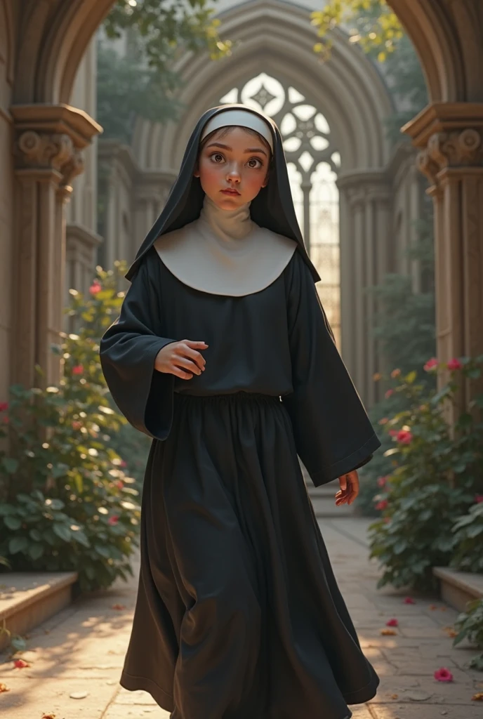 1girll,Pray in church,Delicate face,Perfect facial features,Nun dress,chies,upperbody closeup