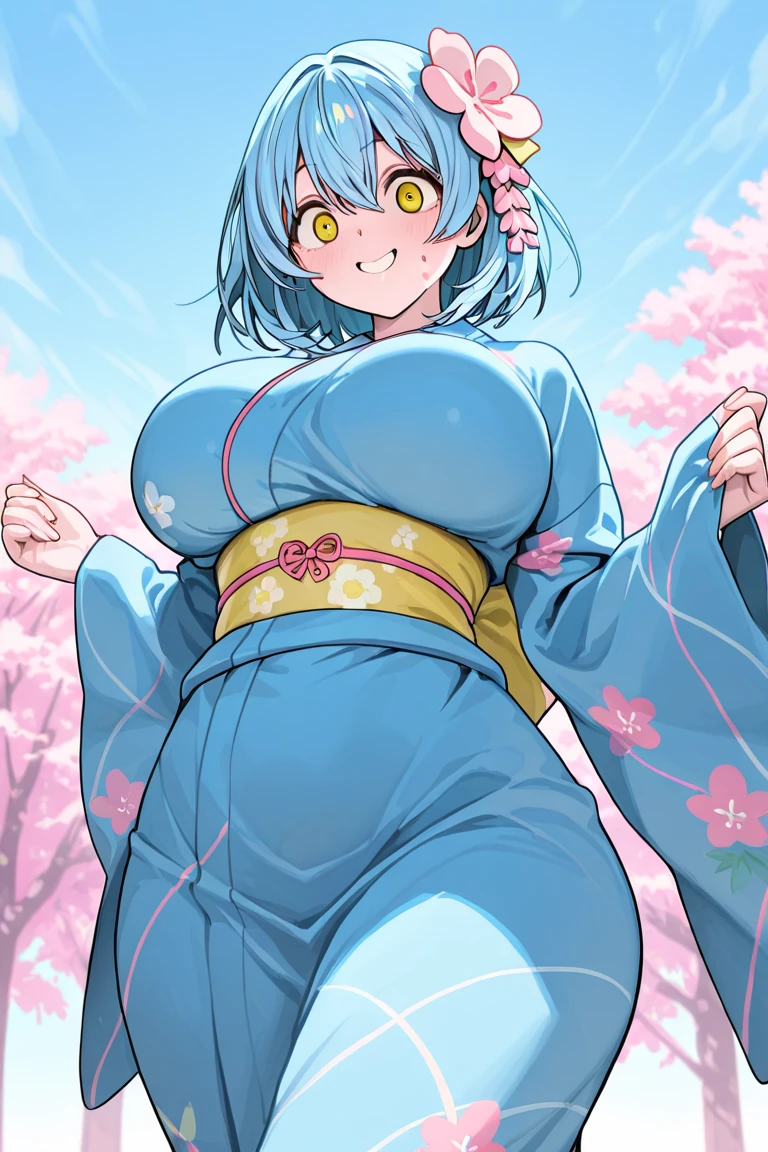 masterpiece,best quality, (Highest picture quality), (Master's work),(8K wallpaper),(Detailed face description), extremely detailed, perfect lighting,highres,reality ray tracing, Fuji Mountain,raining,standing,closeup, portrait, bra, breast,looking back 1girl,young wet girl,blue wet hair,wet fox ears,white transparent kimono,visible areolas, visible nipple, hard nipples, perky tits,see through clothes,bare feet,thick thigs, thig gap, big breasts,facing front