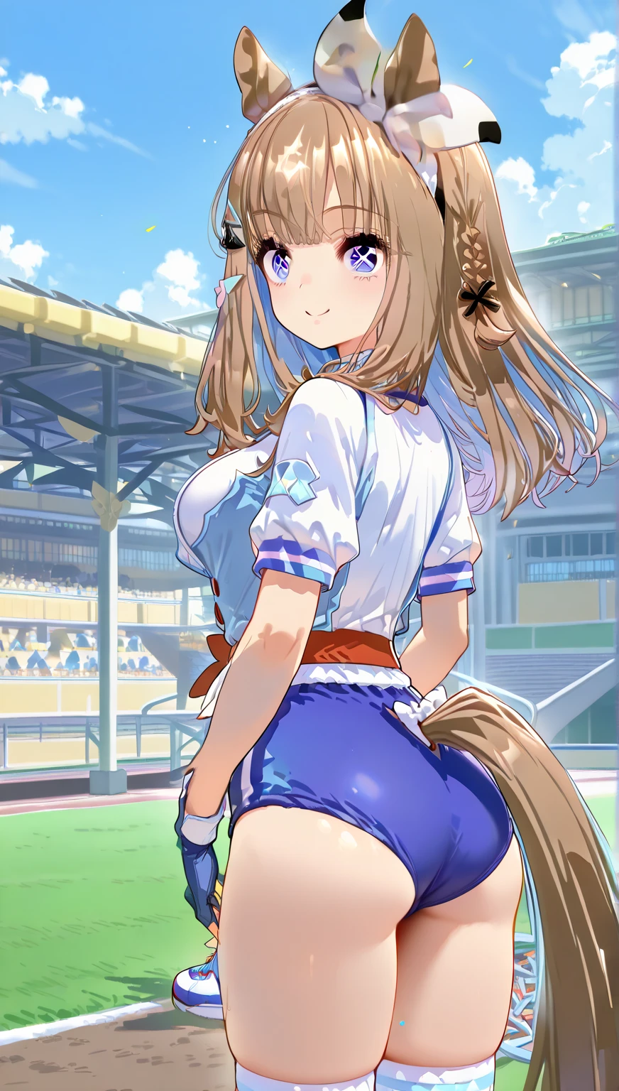 Highest quality,masterpiece, 1 Girl, alone, Model shoot, wonderful, Arena, (((I wore))), horn, Deer ears, View Users, smile, blush, hairpin,(( Braiding)), hair ornaments, ((Hair Clip)), 、Nude、nsfw
