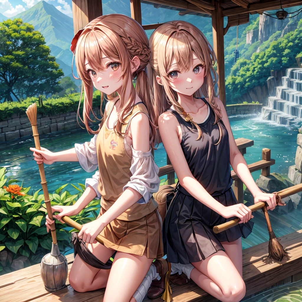 (best quality,ultra-detailed,highres:1.2),realistic,massive round breasts,playful girls,two girls,body touching,blonde hair,muti-coloured hair. twin tails hairstyle.,spreading legs,panties on the floor,bra hanging,naked girls,passionate movement,soft skin,vibrant colors,intimate moment,innocent exploration,lively expressions,warm lighting,natural beauty,subtle shadows,gentle caress,joyful atmosphere,sensual energy,artistic composition,graceful poses,whispered secrets,embrace of youth,curiosity unleashed,effortless connection,unforgettable memories,authentic emotions,two souls intertwined,serenity found,happiness captured,irresistible charm,unveiling desire,daring vulnerability,flawless figures,feminine grace. kissing. bodies pressed together. nudity. visible nipples. Raining. Wet skin. Wet bodies. saturated. dripping wet hair. Outdoors. forest. Jewels. Marcille Donato. Elf, Elf ears. green eyes