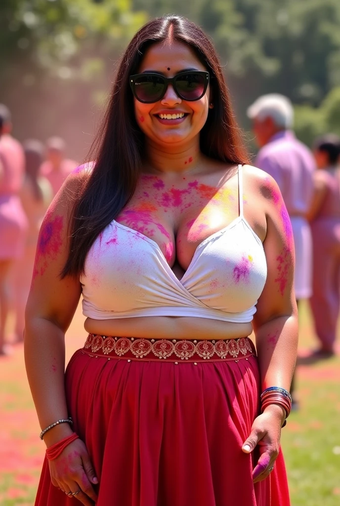 a very beautiful and sweaty 25 year old Arab naked girl, thick hairy armpits, muscular abs, raising her arms high while being carried and kissed by two young men