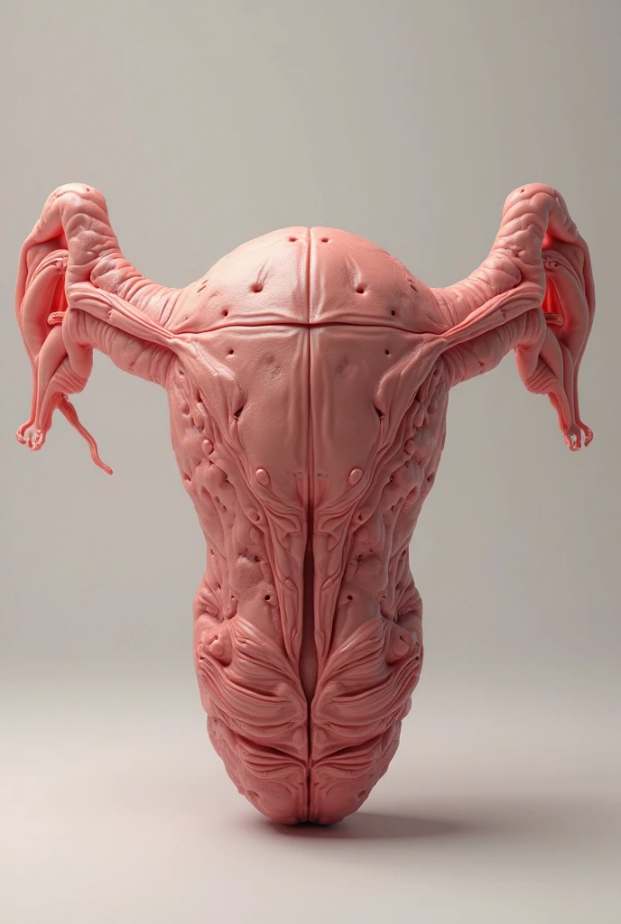 A dissected uterus and ovaries