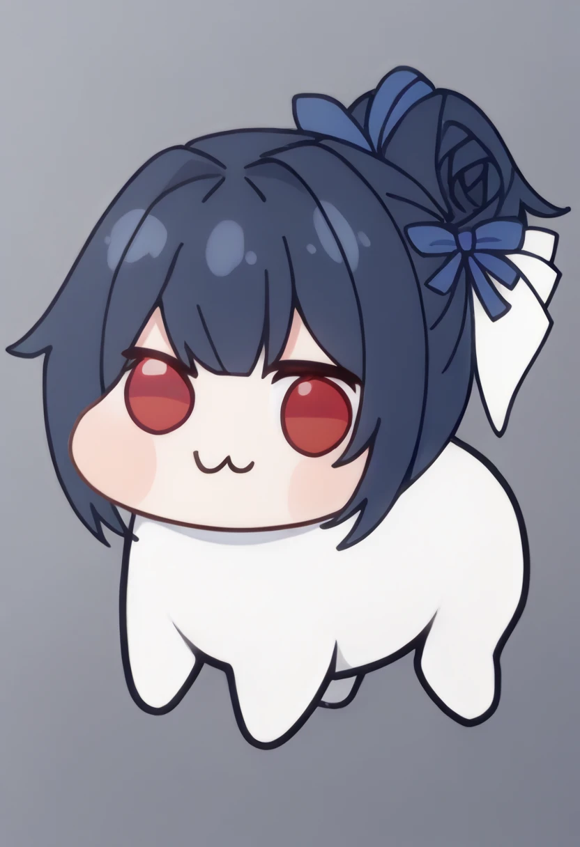 score_9, score_6_up, source_anime, 1girl, solo, full body, white background, doro, creature, no humans, :3, four legs, solid circle eyes, no pupils, shinomiya kaguya, red eyes, black hair, hair ribbon <lora:love_is_war_sdxl_pony:0.8> <lora:Doro_X_PDXL_V1:1>