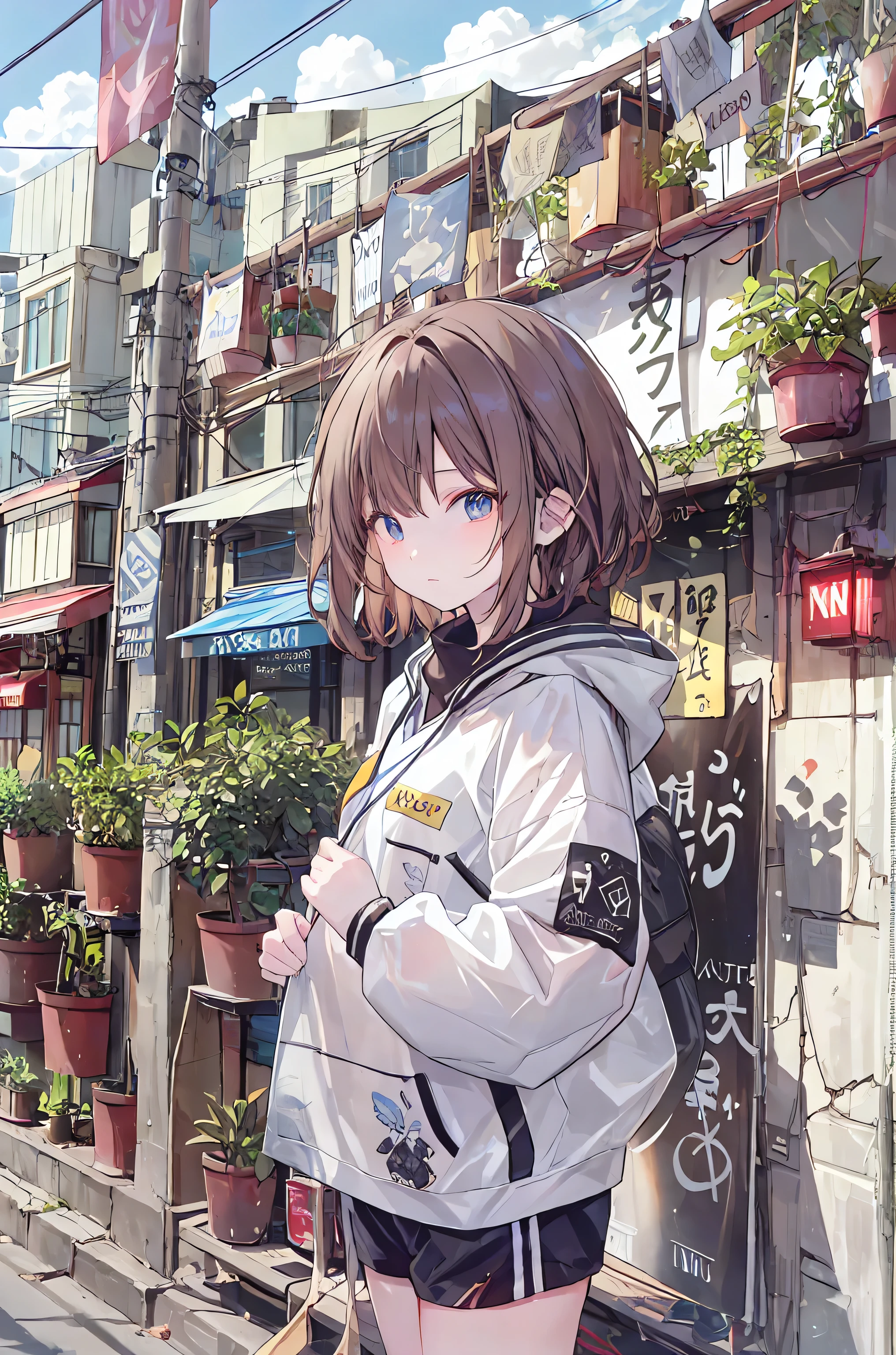 anime、Digital Art、flat design、超high definition, (masterpiece:1.2), best quality, high definition, Award-winning, high detail,Little Bang 、1 Traveling Girl 、( listening to music with headphones in the car、 Open a Window and Look Outside )、 Cool Job 、her hair is fluttering in the wind、 has a calm expression .