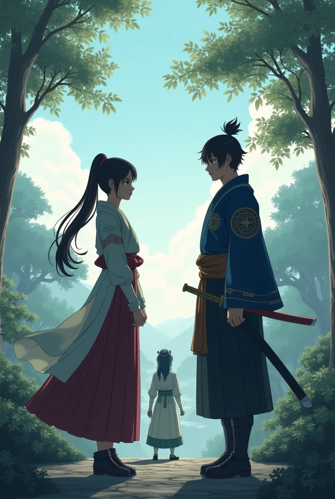hanabi is looking at Hayabusa and kagura