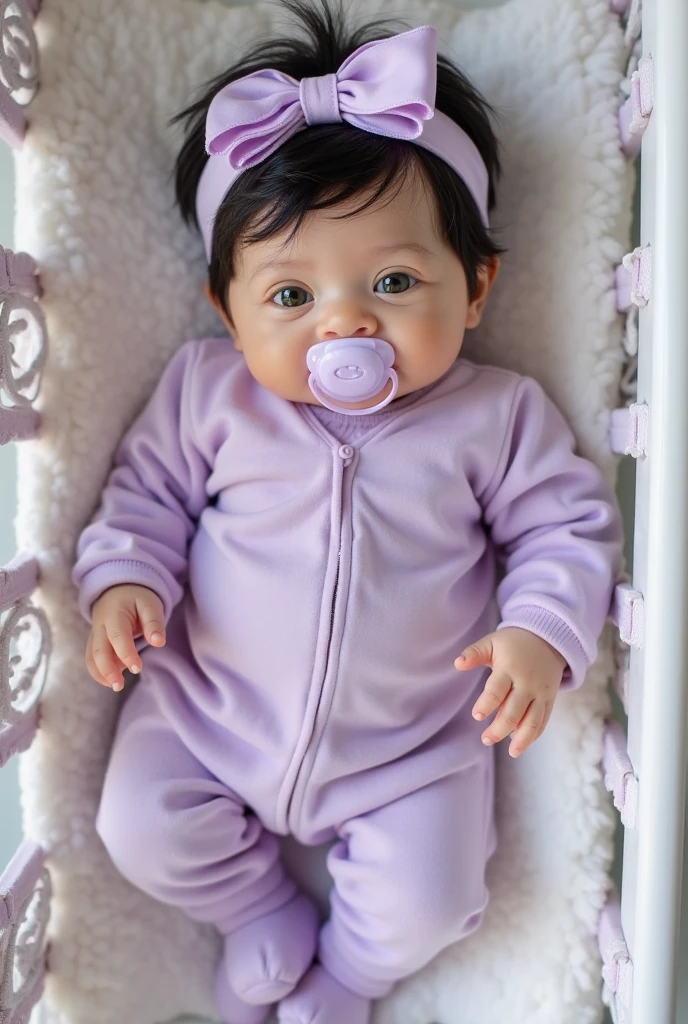 newborn image of a young girl with a smiling expression. She has brown eyes, pink and blue hair clips, and her hair is styled in two buns with fluffy pom-poms. She is wearing small earrings and has a soft blush on her cheeks. The background is a solid blue color. transform this image to depict the same individual as a cute newborn baby, while preserving the facial features of the child. Maintain her distinctive eyes and overall expression, but adjust the proportions to those typical of a newborn. Ensure the skin appears smoother and softer, and adapt the hairstyle to be appropriate for a newborn, possibly with fine baby hair instead of styled buns. Retain the solid blue background for consistenc kground effects render, (glossy plastic texture with multiple big light probe refractions), perfect cgi, smooth silhouette, high intensity refraction, (super glossy plastic material), most beautiful vfx, , realistic, 4k, high resolution, rim light, smooth 3d model, multiple light sources, rim light, sharp post effects render,, realistic, 4k, high resolution, rim light detailed digital art, reflective, best quality, 4k, masterpiece:1.2, ultra-detailed, realistic, vivid colors, The image of the highest quality, ensuring every detail showcased perfectly. It in 4k resolution, allowing viewers to immerse themselves in the richness of the colors and intricate details. The realistic rendering. under the spotlight, reflecting, high-resolution image, realistic rendering