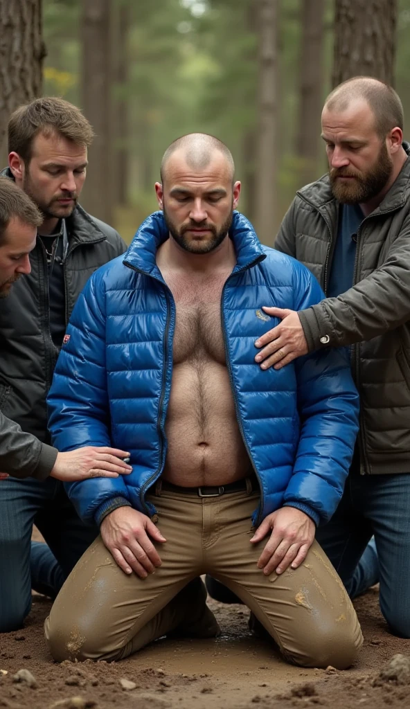 45-year-old redneck farmer, obscene posing masturbating anal sex orgy, attractive, sexy, straining in ecstasy, body splattered smeared covered drenched in cum, extremely huge penis dripping and spurting and shooting cum, body and genital piercings, thick Prince Albert penis cock piercing, navel ring, big nipple rings, bearded, hairy chest, very big long erection, very big long erect anatomically accurate human penis, very big nipples, very big areolae, crowded train, men groping watching embracing touching raping sex orgy background, nsfw, nudity, analog style, style of Pieter Claesz