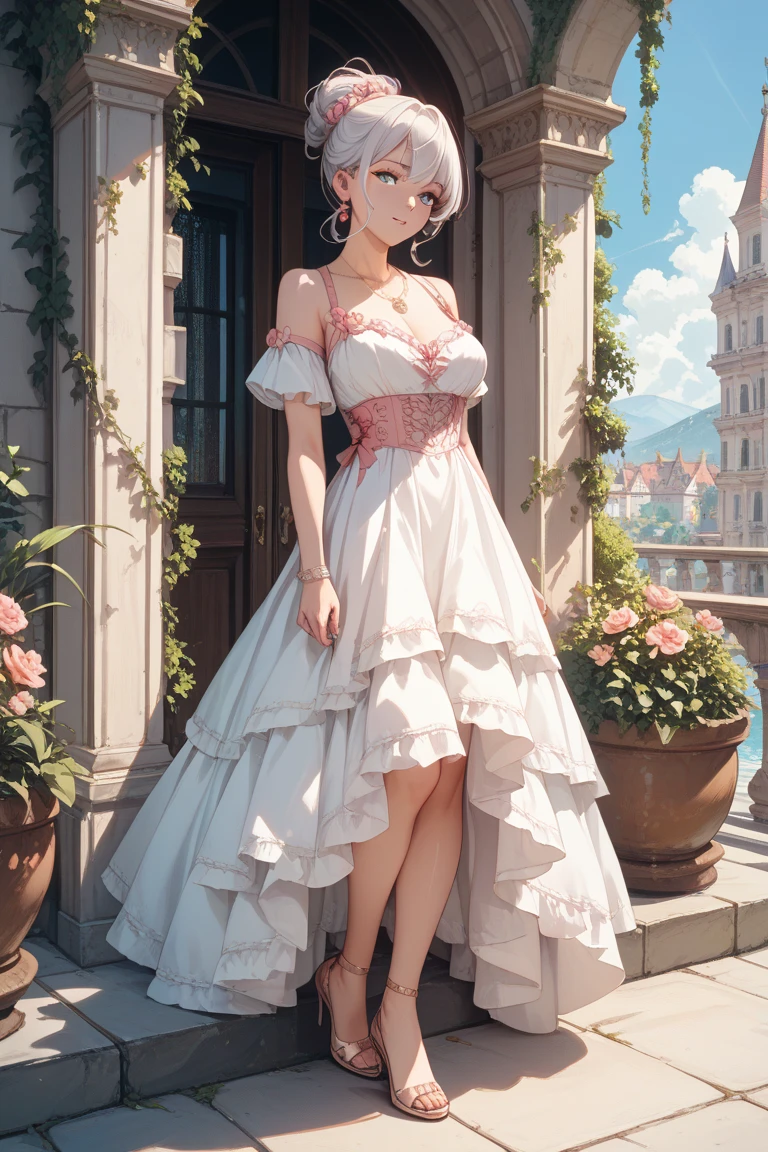 (masterpiece, best quality, unity 8k wallpaper, highres, absurdres, background), depth of field, perfect lighting, cinematic shadows, BREAK
(super_perfect_good anatomy head face fingers arms hands limbs legs, slender, constricted waist), solo, BREAK
(super_beautiful_detailed 1girl gigantic_long_sagging_breastss hair face kind_eyes nose mouth skin decoration earrings necklace bridal bouquet long_dress cleavage), <lora:RedBridal:0.9>, smile, blush, fantasy, (facial_expression pose angle scenery background wonderful_match:1.2)