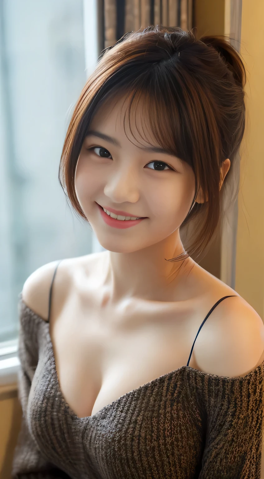 Tabletop, highest quality, shape, Very detailed, finely, High resolution, 8k wallpaper, 完璧なダイナミックな構shape, Beautiful and detailed,ランダムなcute髪,,Natural color lip, Bold sexy pose,smile、20-year-old girl、cute、Looking at the camera,Always blur the background,Perfect and beautiful face,Slim face and figure,Big eyes、Putting on gal makeup,Small face,Shooting from below、smile,Blurred Background,Elegant feminine face、Cyberpunk Fashion、Change pose randomly、Randomly change the shooting angle and position、smile、Top to bottom々Shoot from the right angle and direction、Sexy Face、Tight waist
