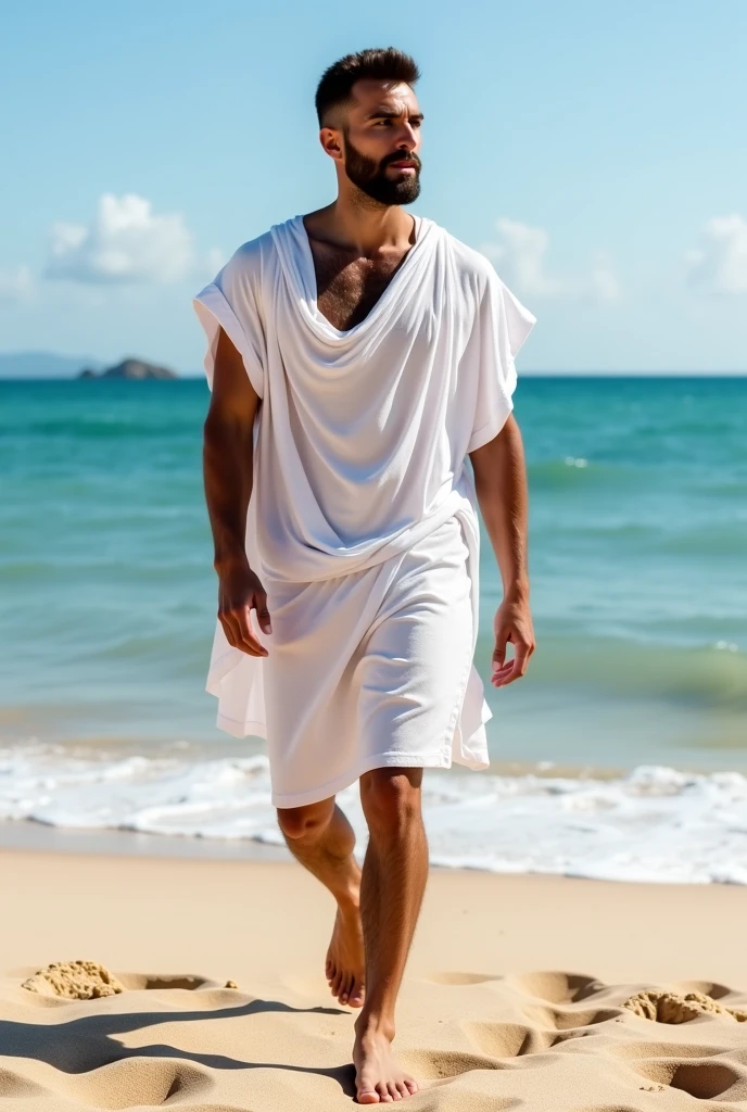 <lora:asian_muscle_man_v2:0.6>, (masterpiece, bright colors, handsome, Asian, open eyes:1.2),handsome, muscle, 1 male, solo, roman style, god, white shawl, seaside, smile, (realistic), full body