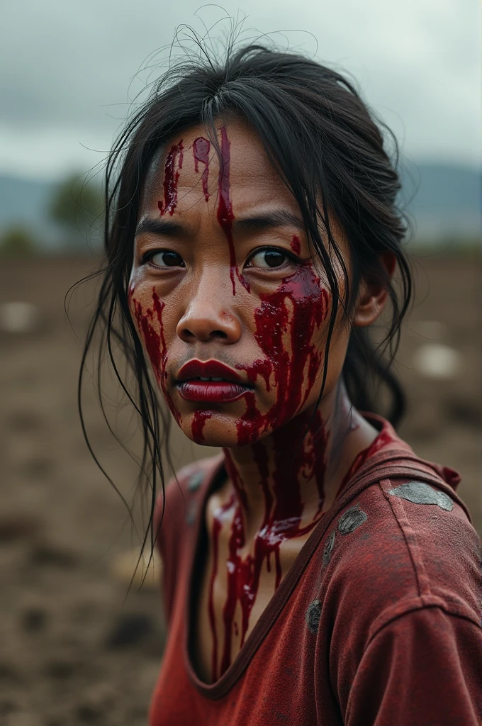(professional 3d render:1.3) af (Realistic:1.3) most beautiful artwork photo in the world，Features soft and scared afro asian girl ((Epic zombie apocalypse survival bloody torn clothes, dirt on face, tired rough look, abandoned creepy train station location, full of zombies, the walking dead)), full body 8k unity render, action  shot, skin pore, very dark lighting, heavyshading, Detailed, Detailed face, (vibrant, photograph realistic, Realistic, Dramatic, Dark, Sharp focus, 8K), (Old leather garments damaged by weathering:1.4), (((( with a samurai sword)))), (Intricate:1.4), decadent, (Highly detailed:1.4), Digital painting, rendering by octane, art  stations, concept-art, smooth, Sharp focus, illustration, Art germ, (loish:0.23), wlop ilya kuvshinov, and greg rutkowski and alphonse mucha gracias, (Global illumination, Studio light, volumettic light), heavy rain, particles floating, lotr, fantasy, elf, full bodyesbian, ((Dark and ancient city background:1.3)),CGSesociety,art  stations