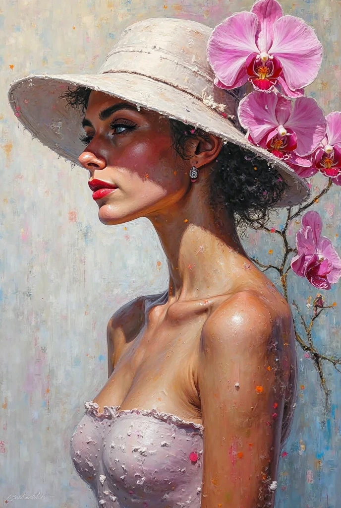 (highres, realistic:1.37), beautiful detailed eyes, beautiful detailed lips, longeyelashes, curvy figure, confident smile, elegant pose, vibrant colors, regency era, by norman lindsay, bokeh, oil painting style, soft lighting, romantic setting, blooming flowers, flowing dress, graceful movement, delicate features, alluring gaze