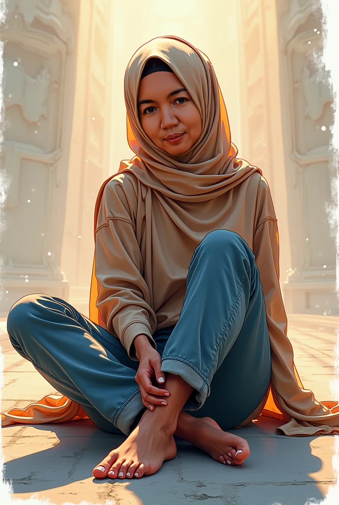 25 year muslim girl red shirt blue shalwar zameen per late kar apni legs ko oper utha rahi hai