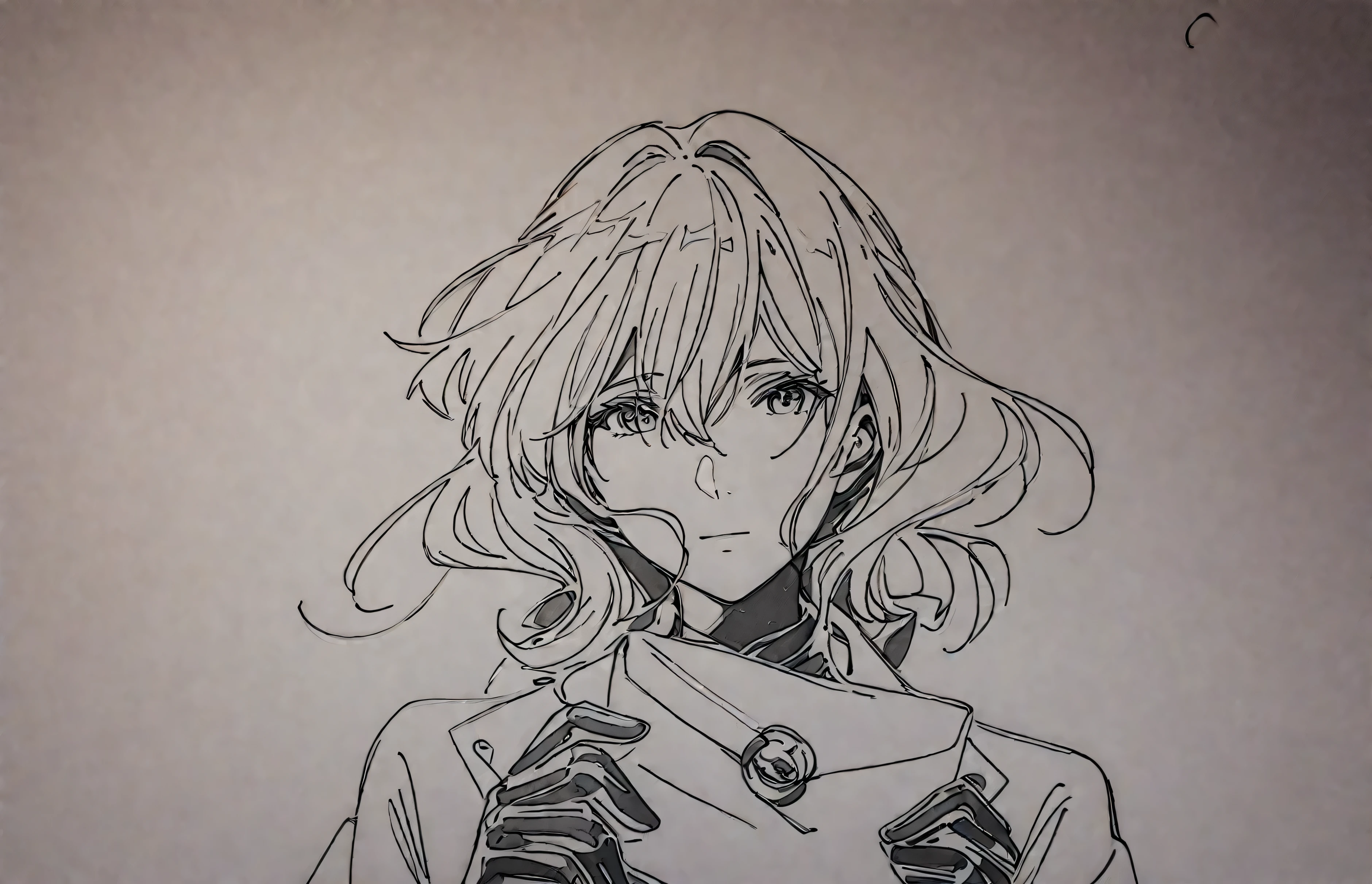 Black and White Art , line drawings of anime characters