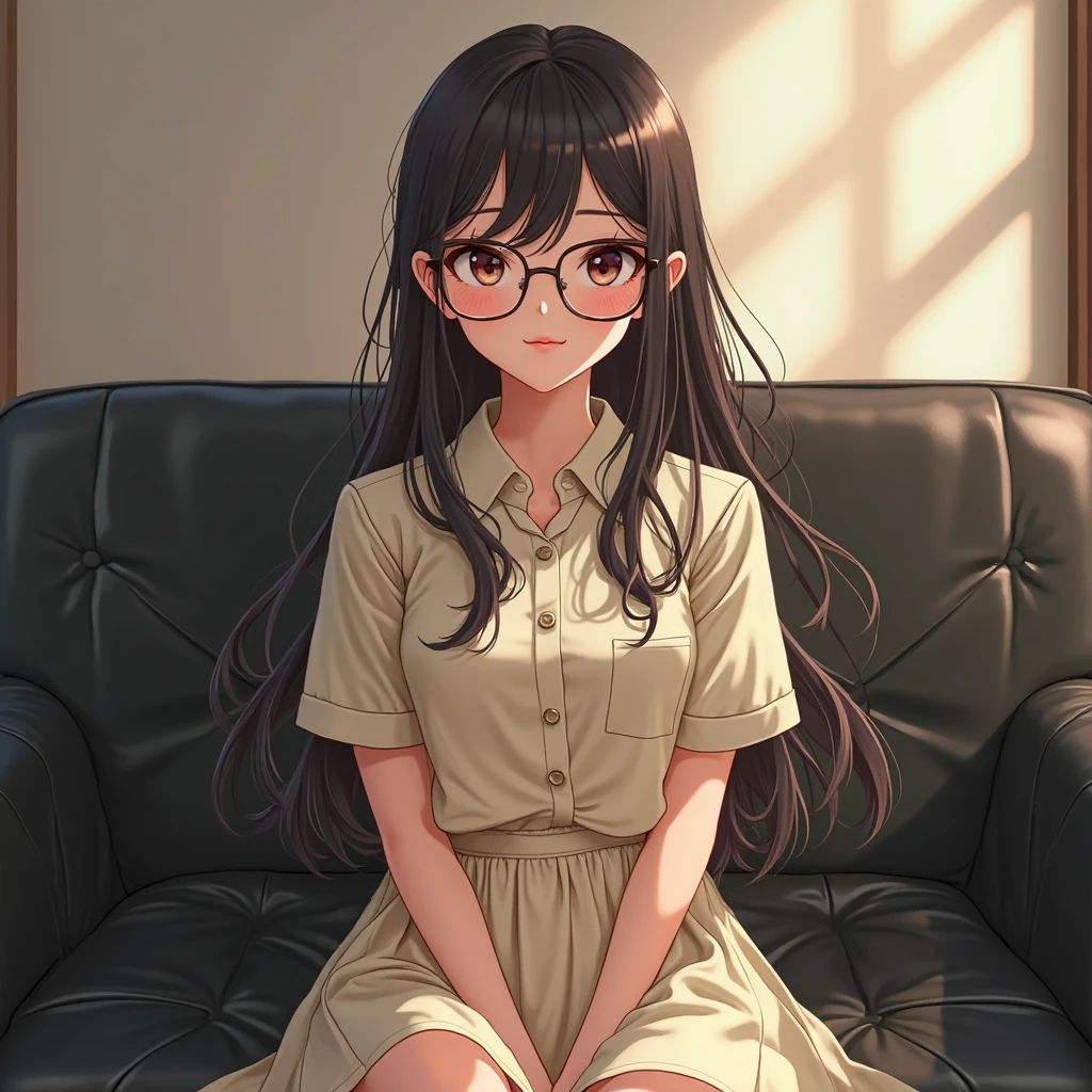 masterpiece, best quality, 1girl,<lora:cla2-000002:1>shirt,skirt,book,sitting,indoors,glasses,