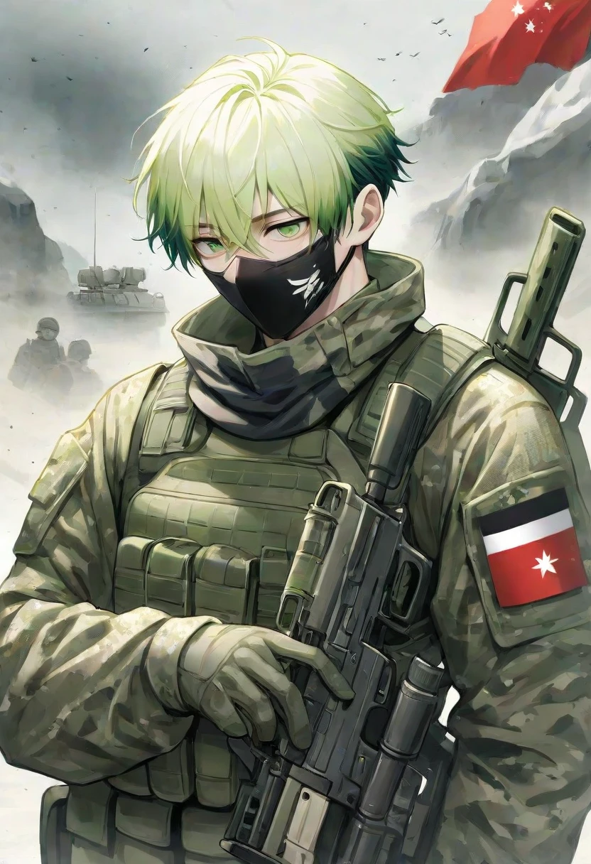 1boy, blonde hair, blue eyes, us soldier uniform, holding m16, in jungle, staring at viewer, dirt on face, us soldier helmet, born to kill, war, sunglasses, scars, blood