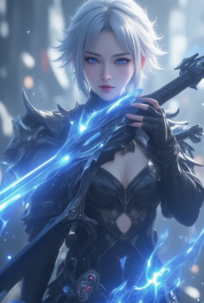 1 girl in a cosplay outfit striking a pose, wlop style, 8k photo, unreal engine rendering + goddess, from ncsoft, raining!, shot with canon eos r6, hyper-realistic 8k hdr photo, 2b, 2b, multiplayer online role-playing game scene, laughing