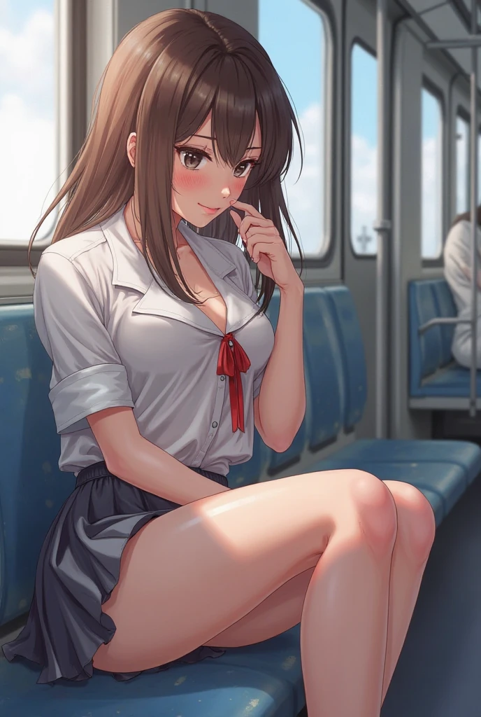 On the train、girl with、panties small、molesting、embarrassed from、panties on、opens legs、