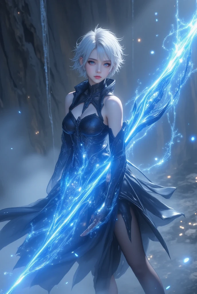 1 girl in a cosplay outfit striking a pose, wlop style, 8k photo, unreal engine rendering + goddess, from ncsoft, raining!, shot with canon eos r6, hyper-realistic 8k hdr photo, 2b, 2b, multiplayer online role-playing game scene, laughing