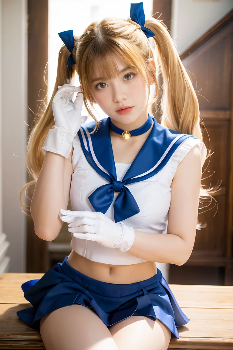 Japanese anime Tsukino Usagi from Pretty Guardian Sailor Moon Blonde twintails Sailor suit character Sailor Moon Anime Anime Anime Japanese anime Sailor Moon Tsukino Usagi Perfect reproduction I'll punish you in the place of the moon Sailor suit Twintails Red ribbon on the chest Sailor Moon from Tsukino Usagi Cute anime character Popular Flat view Photorealistic Cute anime Realistic Natural anime face 8K High quality Masterpiece
