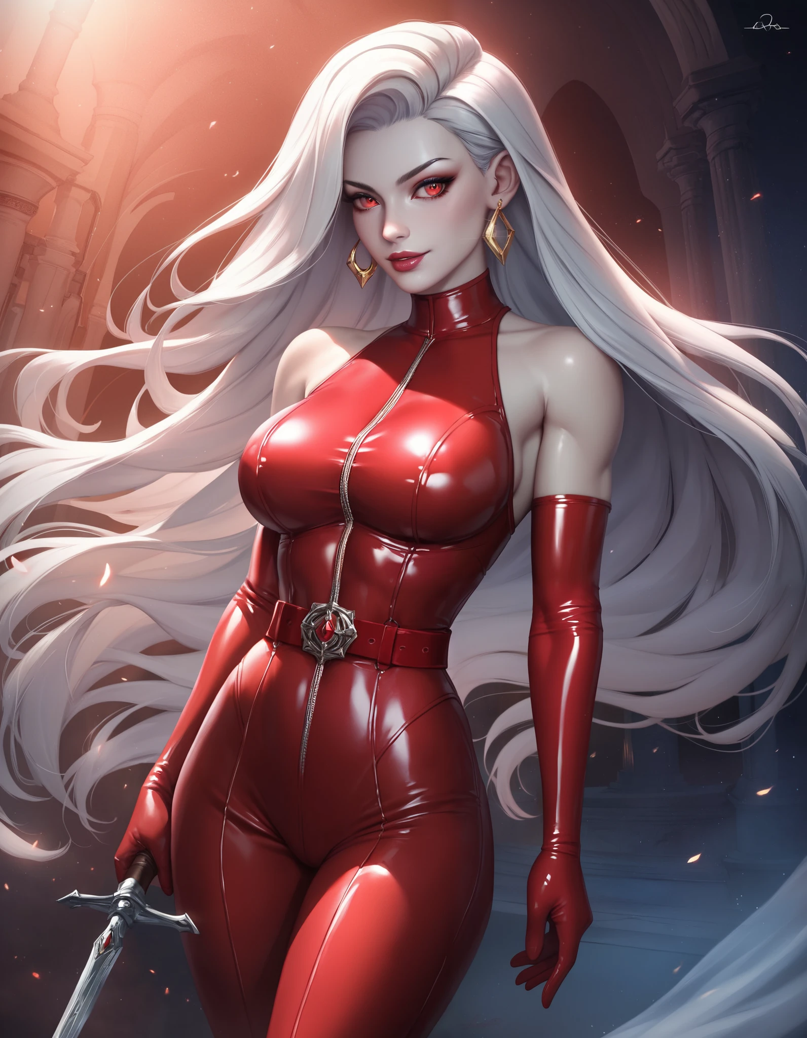 (best quality,4k,8k,highres,masterpiece:1.2),ultra-detailed,physically-based rendering,vivid colors,bokeh,a playful sexy female vampire with muscles, (((strong muscles, defined muscles, biceps, triceps, eight pack abs, wide shoulders, narrow hips, narrow waist, huge breasts))),portraits,sharp focus,beautiful detailed eyes,beautiful detailed lips,extremely detailed face,longeyelashes,pale skin,twilight atmosphere,dark red lipstick,gorgeous appearance,((muscles visible through clothing, leather top,))strong biceps and abs,sensual expression,prowling in the moonlight,seductively fanged smile,long flowing platinum blonde hair,striking pointy fangs,mysterious gaze,blood-red nails,provocative pose,dangerous beauty,alluring red silk dress,draped in a velvet cape,confident posture,enchanted aura,moonlit garden background,glowing eyes,piercing stare,mesmerizing charm,slender figure,graceful movements,fierce and powerful presence,immortal allure,temptation and desire,seductive vampire queen,ethereal and captivating,glamorous vampire queen,(masterpiece, best quality), man, wearing micro thong ((black micro-thong:skull_pattern_design_thong)) , bio-luminescent_water_world, wide angle, athletic body, male, shinny_skin, flat chest, silver eyes, green hair styled in spikes, determined expression, small waist, broad chest, big mane, muscular , illustration, watercolor ink sketch, ((extremely detailed, extremely detailed legs, extremely detailed arms, extremely detailed face, perfectly detailed eyes, perfectly detailed anatomy))