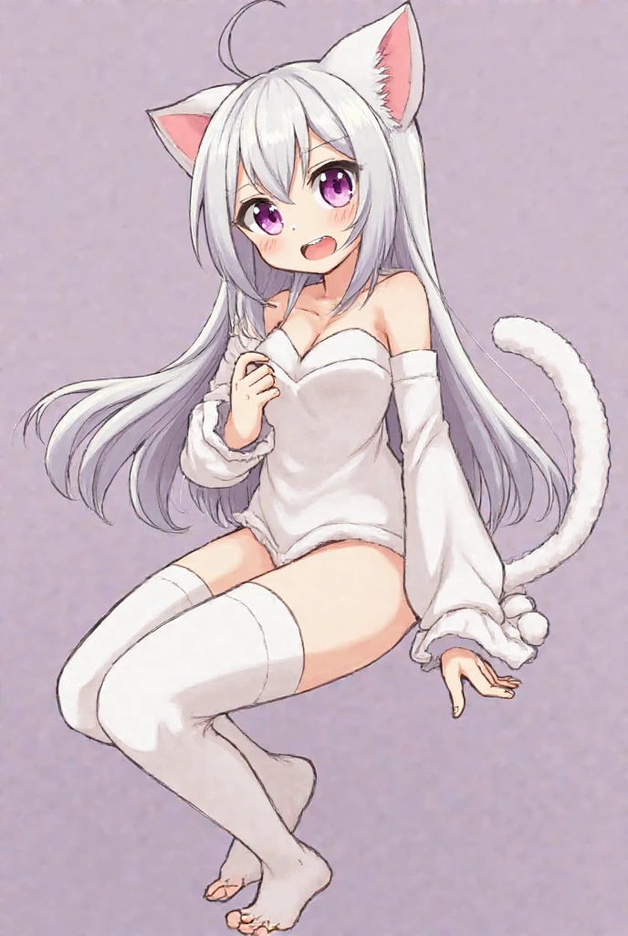 anime girl with cat ears and tail in a white bikini, neferpitou, holo is a wolf girl, anime catgirl, white cat girl, cute anime catgirl, seductive anime girl, beautiful anime catgirl, white - haired fox, holo if a wolf girl, wolf ears, attractive cat girl, nyaruko-san, anime moe artstyle