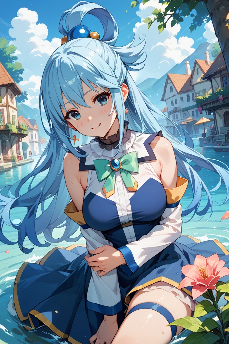 Aqua de konosuba de quatro e completamente sem roupas