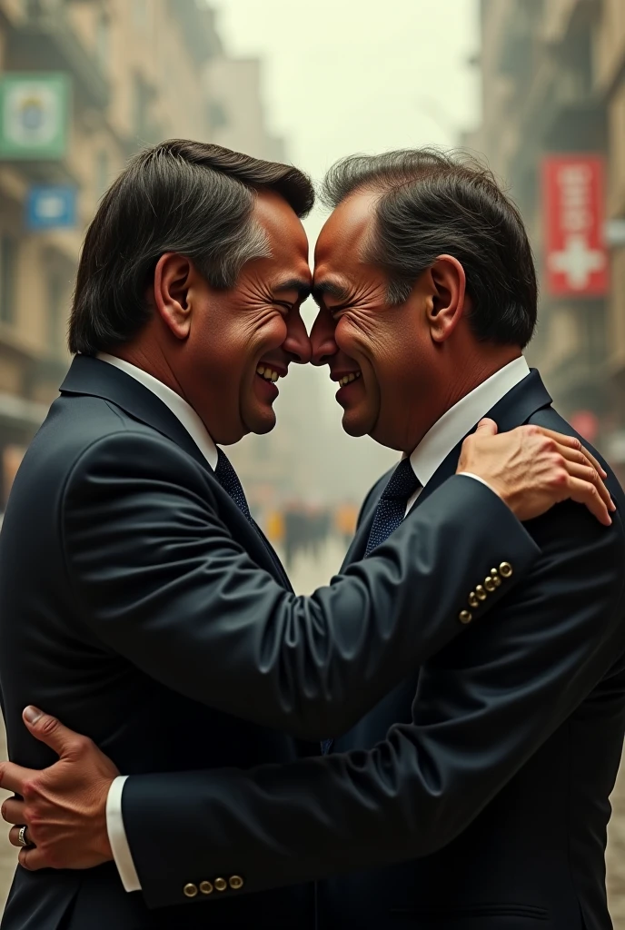 Silvio Santos kissing Bolsonaro