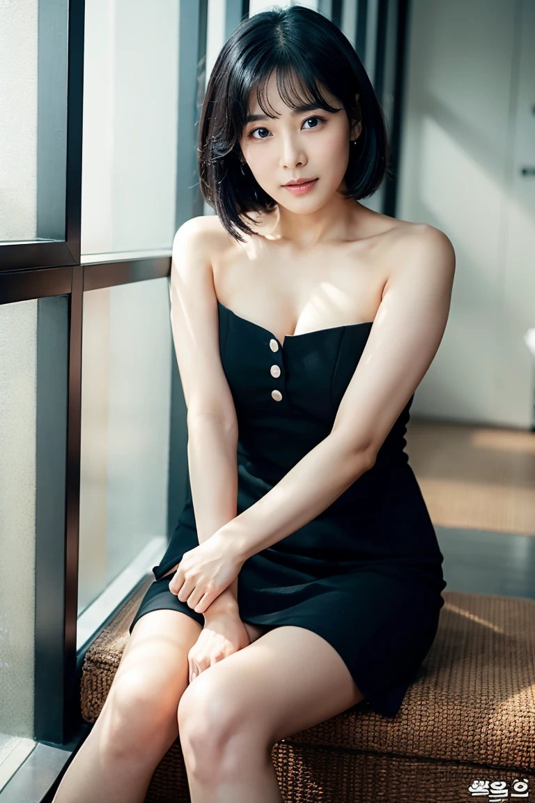 patterned long sleeve dress、table top、(background black wall、Taken in front of the black door:1.4)、((highest quality、8K、masterpiece:1.3))、Japanese woman in her 38s、ultra high resolution、(photogenuineistic:1.4)、Raw photo、Japanese,(face)、genuine、Photographed in natural light、Highly detailed face and skin texture、highly detailed lips、correct state of the human body、shortcut、short hair、short hair、brown hair、various poses、natural color lip、(横face:1.5)、(Comme des Garçons、Yoji Yamamoto:1.4)、Whole body black、high heels:1.4