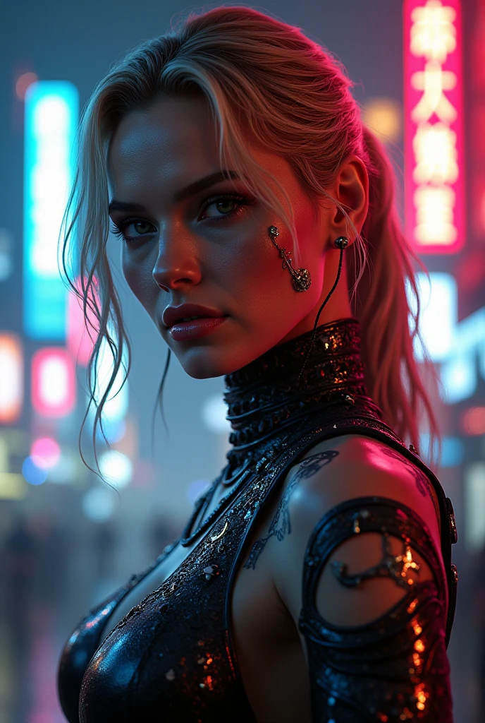 a woman (ohwx woman) <lora:kathryn_lora_sdxl_v1-000007:1> by artgerm, photorealistic dramatic volumetric lighting ultra HD 8k high detail concept design 4K 3D unreal engine hyperrealism cyberpunk 2077 octane render in the style of blade runner and chrome 2 hardsurface scattering