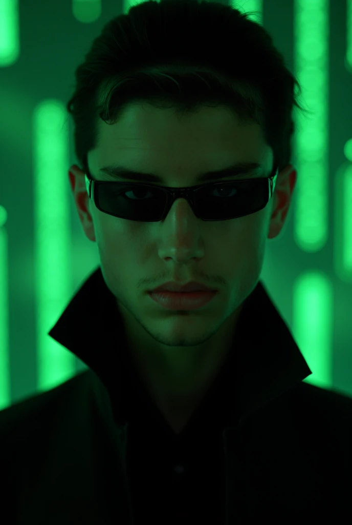 (((Keanu Reeves face as neo from The Matrix 1999))) face ,((best quality)), ((masterpiece)), (detailed) fan art of (neo from the matix) face, ((neo from matrix face)), keanu reaves, the matrix (1999), sunglasses, night, 80mm, ((western animation)), (neo the matrix (1999)), (short hair), (tokyo street nights), ((shaved))