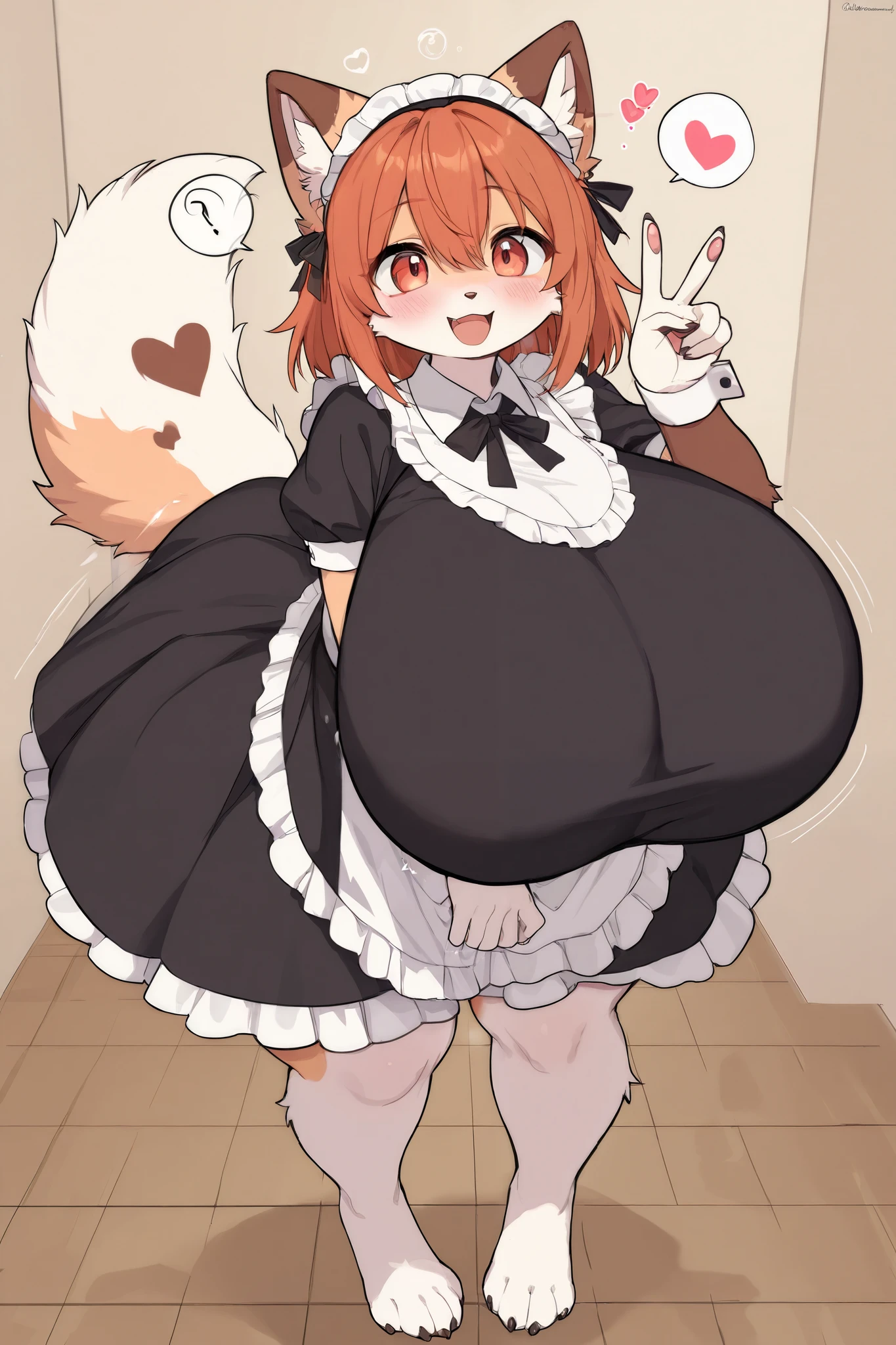 best quality,best resolution,(fluffy anthro furry :1.6),fox girl, orange hair,medium breasts,pink eyes,glowing eyes, medium hair,wavy hair,messy hair, fox ears,heart collar,grey bracelet, hairpin,looking at viewer,heavy reath,very hot,full face blush,sparkling eyes,glistering eyes, (front view:1.3), (pregnant:1.2), shiny skin, orange skin,shy, blush, embarrassed, in pain, outside, in the street (pregnant:1.3), solo, alone,thighhighs, wide eyes, bunny costum, maid costume, (full body:1.2)